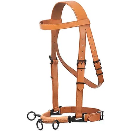Hispano Hipica Serreta Western Leather Choke 3 Pillar Lined Hoofdstellen Beige Full