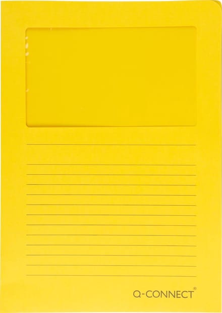 Q-CONNECT L-map met venster | 120 g/m² | A4 | pak van 100 stuks | geel