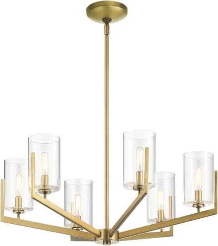 Kichler LED Kroonluchter | 6X E14 Max 40W | Dimbaar | Brushed Natural Brass