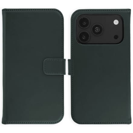 Selencia Hoesje - Geschikt voor Apple iPhone 18 Pro Max / 17 Pro Max - Echt Lederen Bookcase - Groen
