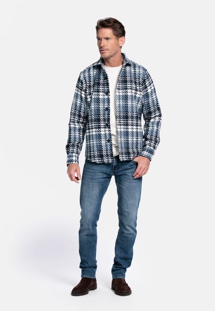 Giordano - Salmari - Overshirt - Wolmix Tussenjas - Visgraat - Navy - 527504-60