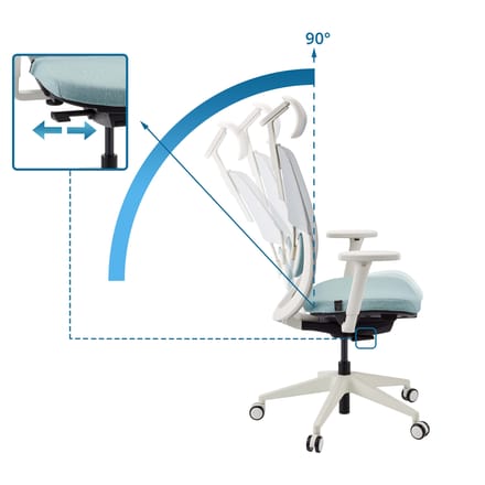 Skandis Pro | met hoofdsteun | Frame: Wit - Professionele bureaustoel Mint / Wit