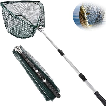 RONN® Schepnet Vissen - Visnet - Telescoop Schepnet - Duurzaam Net met Rubberen Coating - Transparant - 130cm x 42cm x 1cm