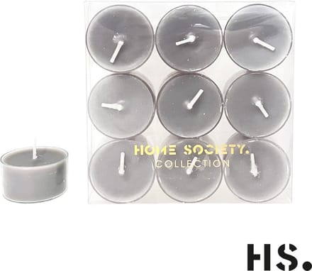 Home Society -Waxinelichtjes - Theelichtjes - 9 stuks - Grijs