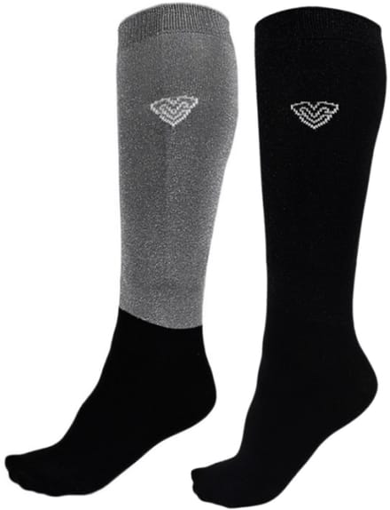 Paardrijsokken Vincere Signature 2-Pack - Glitterblack/Silver - 42-46