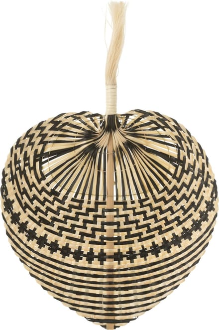 J-Line wanddecoratie Waaier Geweven - bamboe - naturel/zwart - small