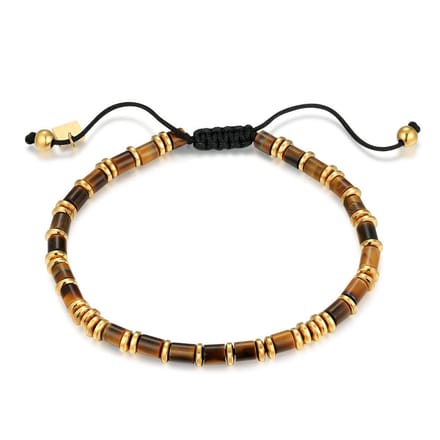 Twice As Nice Armband in goudkleurig edelstaal, halfedelstenen 21cm