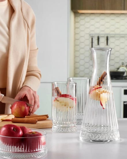 Pasabahce – glazen karaf – Elysia – 940 ml – helder glas – geslepen patroon