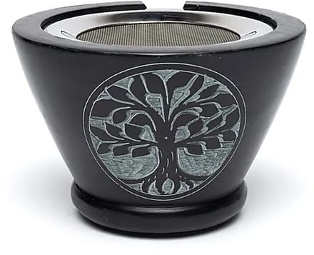 Wierookbrander zeepsteen zwart Levensboom met zeef – 7 cm x 13 cm