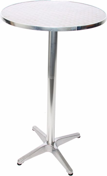 Set van 10 aluminium bartafels, in hoogte verstelbaar 70/110cm Ø=60cm ~ opvouwbaar