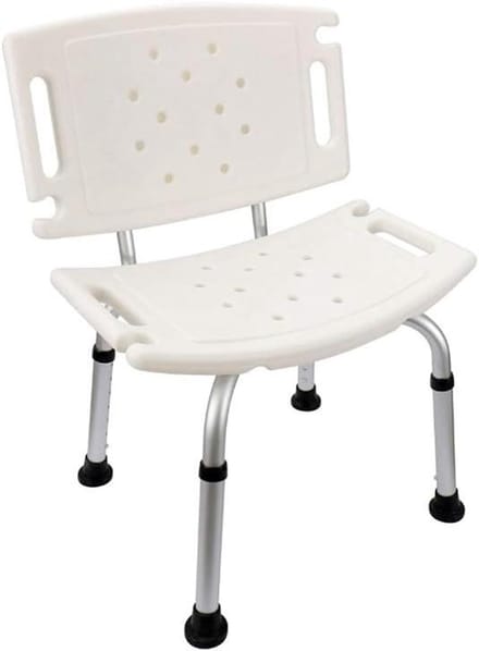 Douchestoel met rugleuning - Badhulp stoel - Veilig douchen - In hoogte verstelbaar - 36-51 cm - Wit