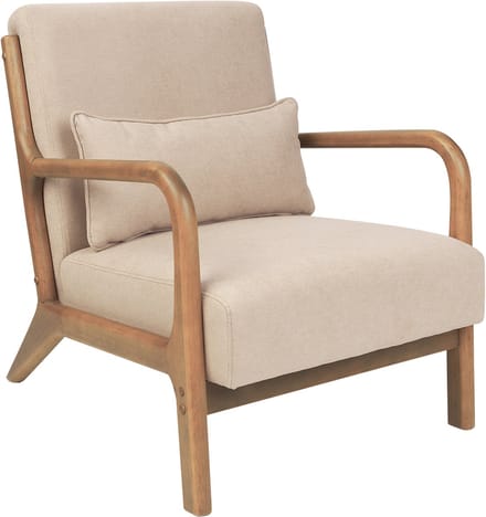 SKOVDE - Fauteuil - Beige - Rubberhout