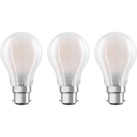 OSRAM LED lamp B22d Classic 827 6,5W 3/pak mat