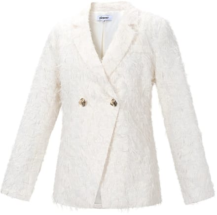 Comfortabel Geweven Polyester Damespak met Goudkleurige Knopen - Wit - Maat M