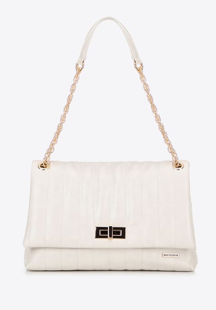Wittchen Dames eco-leren crossbody tas, groot, twee compartimenten, crème