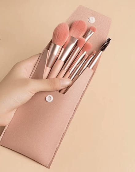 8-delige kleine make-up kwasten set met etui