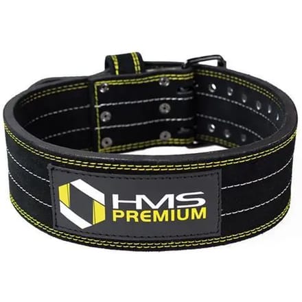 HMS Premium PA3558 - Krachttrainingsgordel - Zwart - 3 Laagse Leren Constructie - Ergonomisch