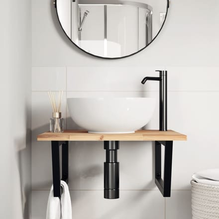 vidaXL - Badkamer - wandschap - staal - en - massief - acaciahout