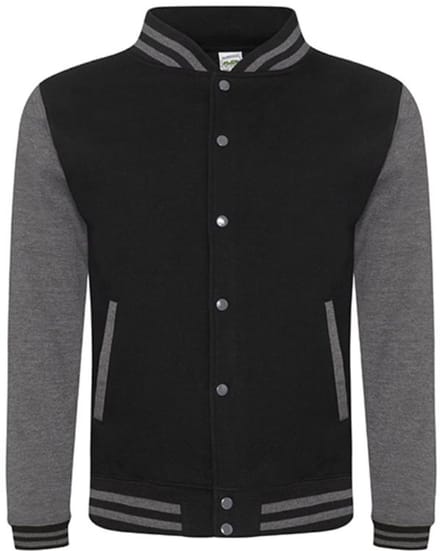 Just Hoods - Varsity Jacket - Jet Black/Charcoal (Heather) maat M