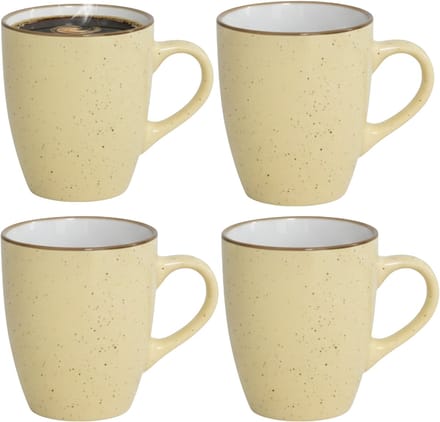 Gerimport Koffie / thee mok Sweets - 4x stuks - geel - 350 ml - keramiek
