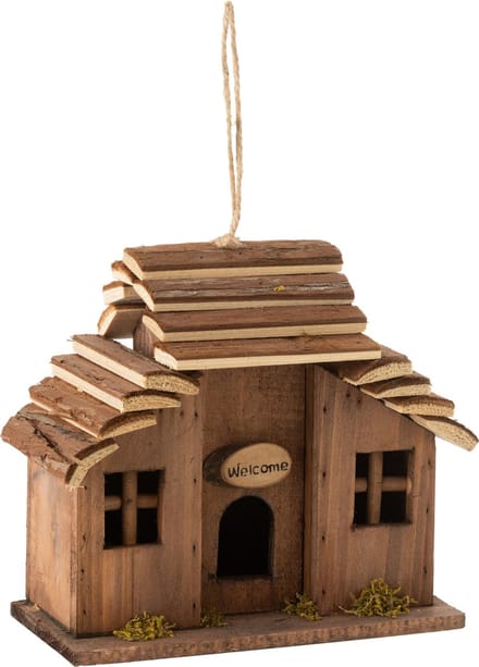 J-Line vogelhuisje Welcome - hout - bruin