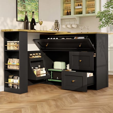 Gutent Bartafel - uitschuifbaar - (138-204 × 39 × 105 cm) - Zwart