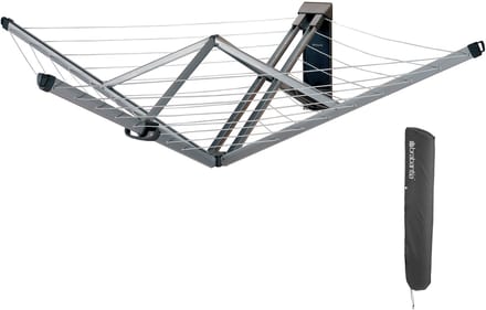 Brabantia WallFix Wanddroogrek - met Beschermhoes - 24 m - Metallic Grey