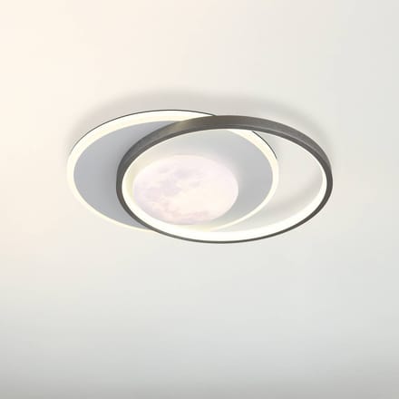 Globo LED plafondlamp Moon, zwart/grijs, metaal, 37 cm