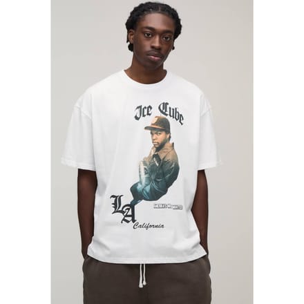 Oversized T-shirt Met Ice Cube Licentie Print | White | Size Medium