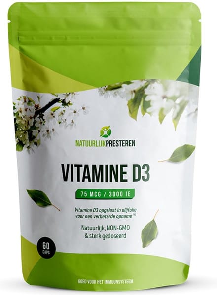 Vitamine D3 75 mcg - Hoge kwaliteit Cholecalciferol - opgelost in olijfolie - 60 caps