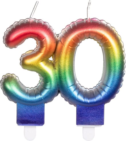Boland - Kaarsje '30' regenboog 30 Multi - Regenboog - Regenboog