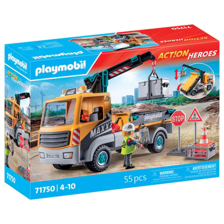 Simulation games vrachtwagen kraan arbeider Playmobil