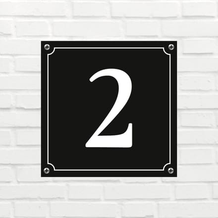 Huisnummerbord Mat zwart Deluxe - Nummer 2 - incl. bevestiging