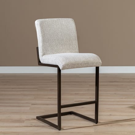 Bronx71® Barkruk Lio gemêleerde stof off white/bruin 70 cm - barstoel