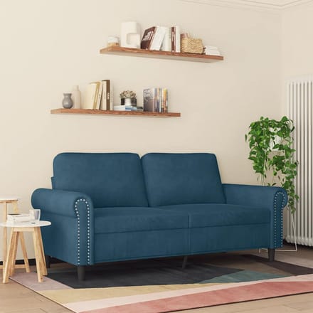 vidaXL - Tweezitsbank - 140 - cm - fluweel - blauw