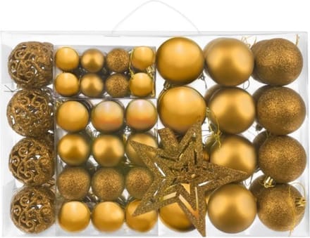 Ruhhy Kerstboomballen Set van 100 stuks - Incl. Ster - Goud