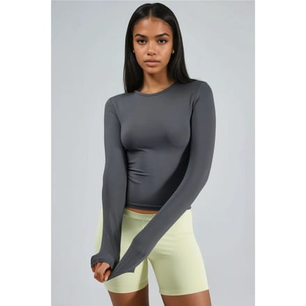 Slim Fit Crew Neck Lange Mouw Blouse