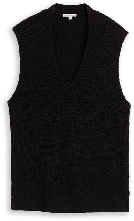 Tom Tailor - V-hals vest - Maat XS - deep black
