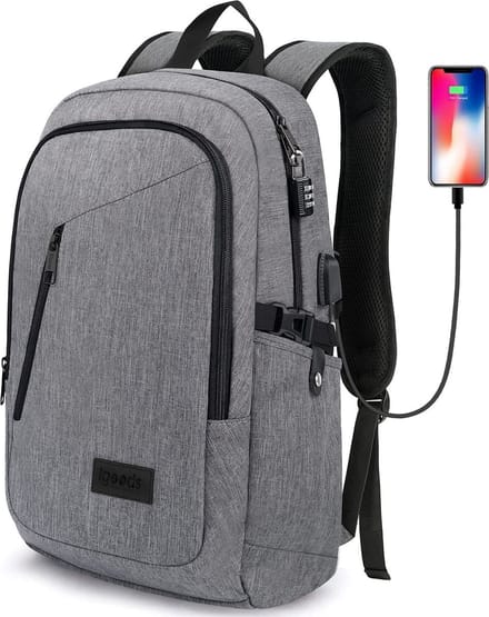 IGOODS - USB Computer Rugtas met Lader - Waterdicht - Met Slot - 15.6 inch - Grijs