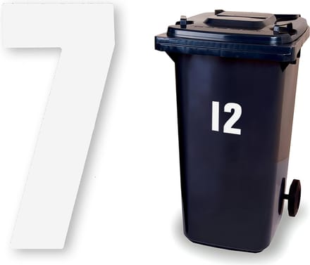 Huisnummer kliko sticker - Nummer 7 - Wit groot - container sticker - afvalbak nummer - vuilnisbak - brievenbus - CoverArt