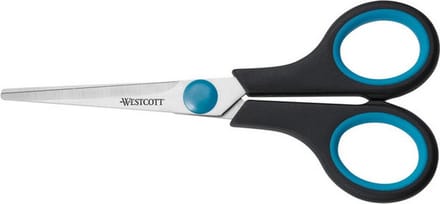 kantoorschaar Easy Grip 13 cm RVS zwart/blauw