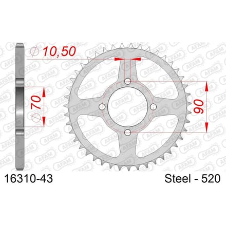 Stalen tandwiel Afam 520 43 dents