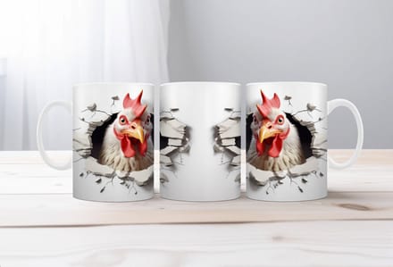 Koffiemok 3d boerderijdieren kip