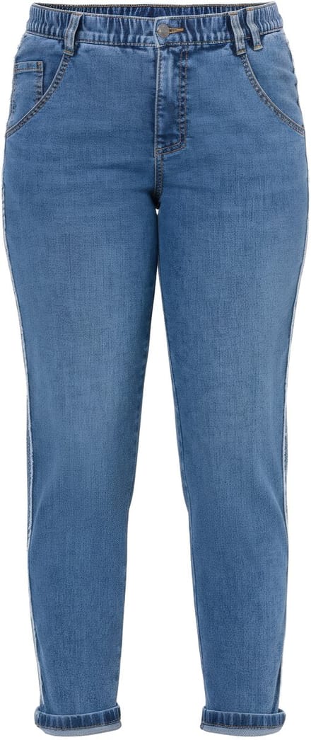 Laurasøn - Dames - Jeans Boy-Friend gerafelde rand - Blauw denim - Maat 56