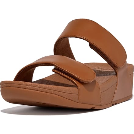 FitFlop Lulu Adjustable Leather Slides Dames Slippers - Zwart