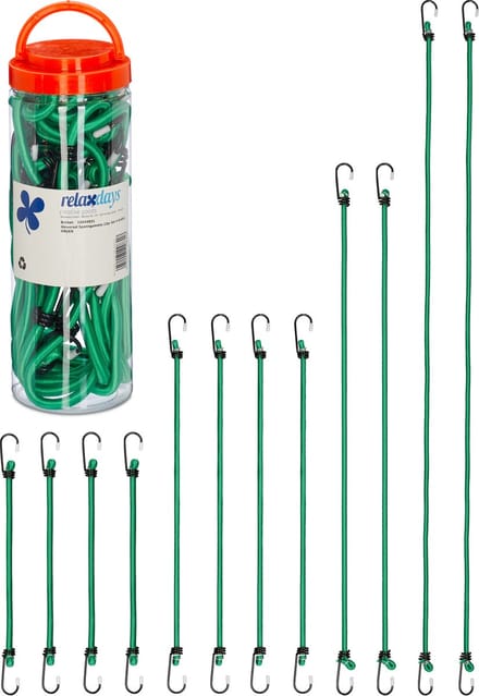 snelbinder fiets set van 12 - met haak - 4 groottes - universeel - groen