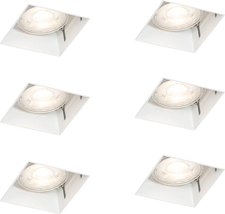 QAZQA oneon 6 - Moderne Inbouwspot - 6 stuks - L 11.9 cm - Wit -