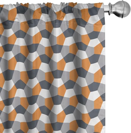 ABAKUHAUS Abstrakt Gordijnen – 2x Panelen 75x245 cm – Microfaser – Donkergrijs Grijs Oranje