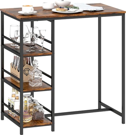 HOMCOM bartafel - Staal, MDF - 90x50x90,5 cm - Rustiek bruin