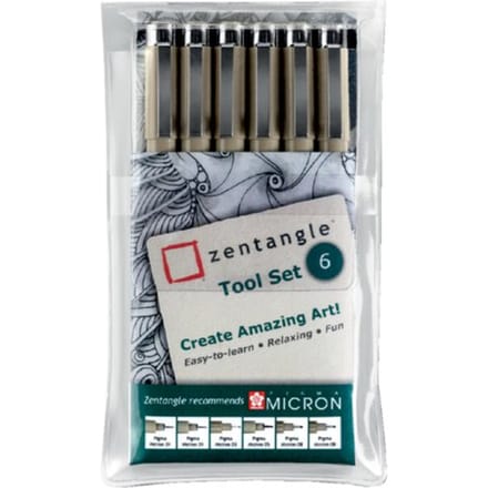 Tekenset Sakura Zentangle set à 6 pennen zwart
